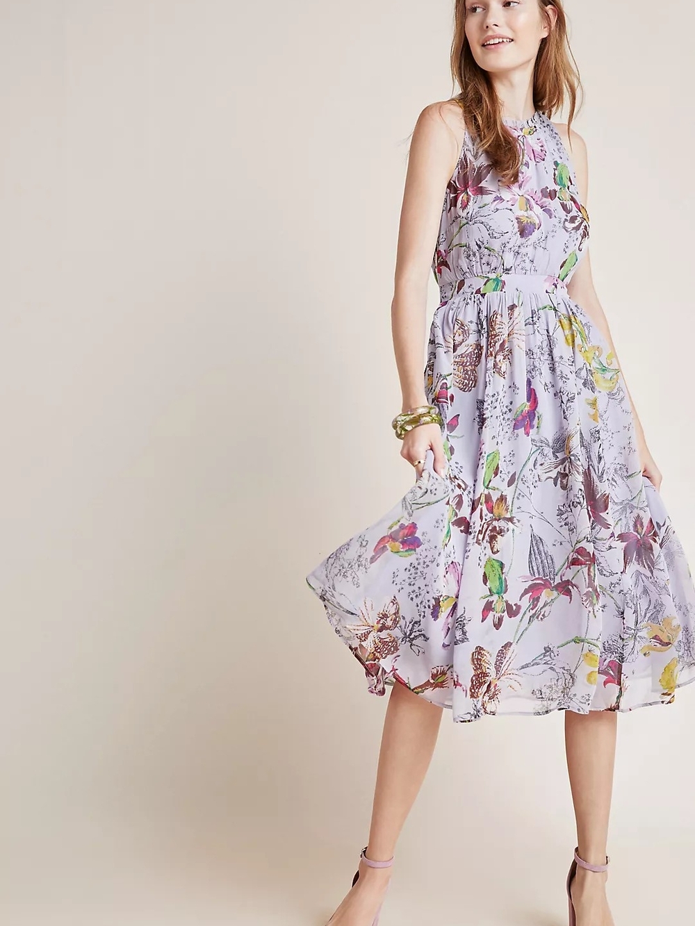Anthropologie Arnelle Printed Dress In Purple Motif Size 0